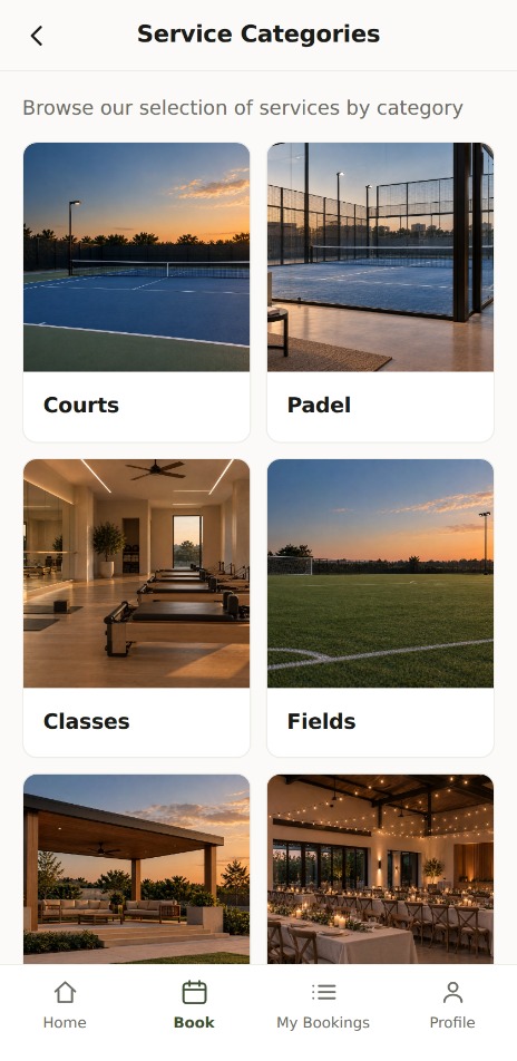 Bay Hub booking screen
